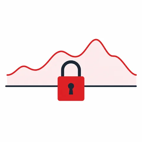 A padlock on a flat line across a rate chart