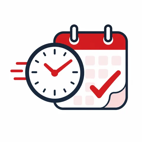 A clock and calendar with a check mark