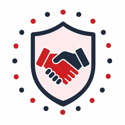 A handshake inside a shield