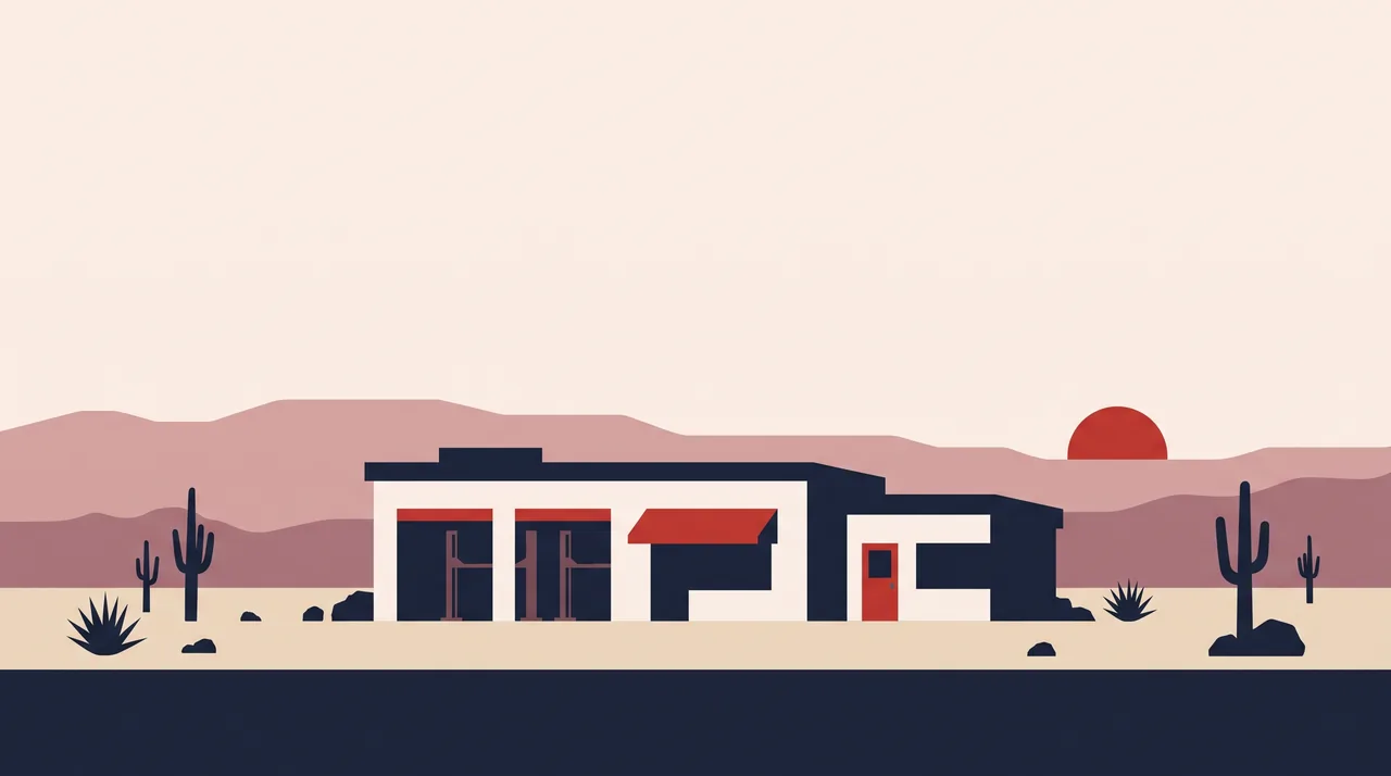 Illustration: a Nevada auto repair shop in NSDC house style, not a photograph of the business