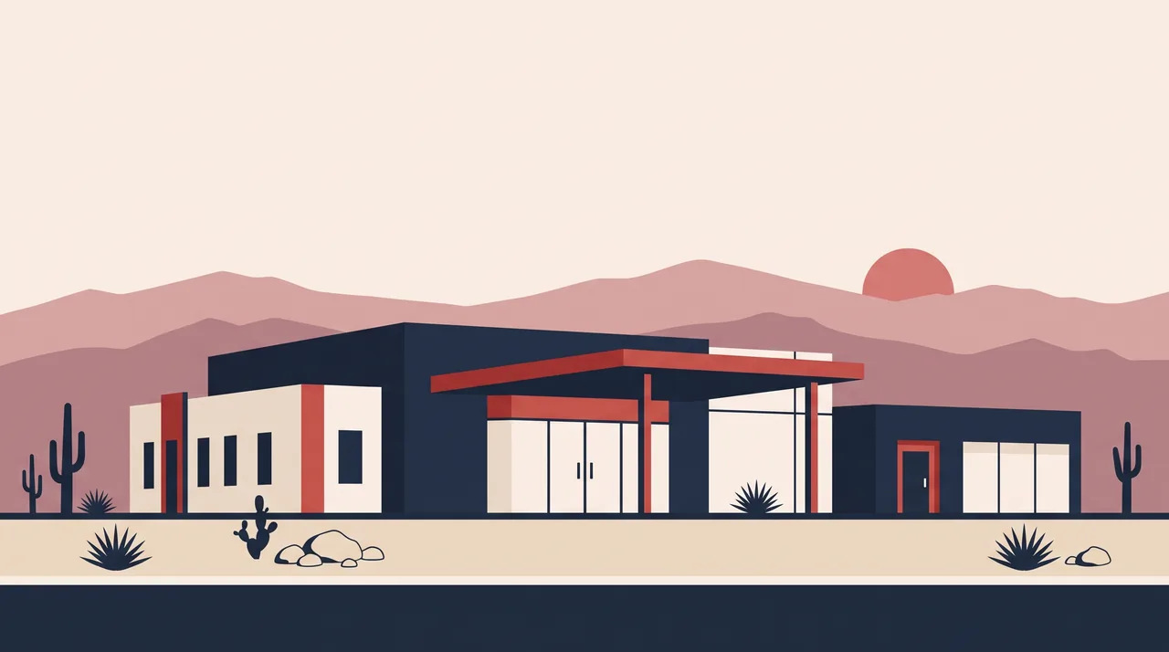 Illustration: a Nevada medical clinic in NSDC house style, not a photograph of the business